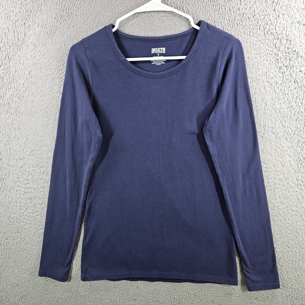 Duluth Trading Co Womens Small Navy Blue Long Sleeve Scoop Neck Cotton Blend Tee